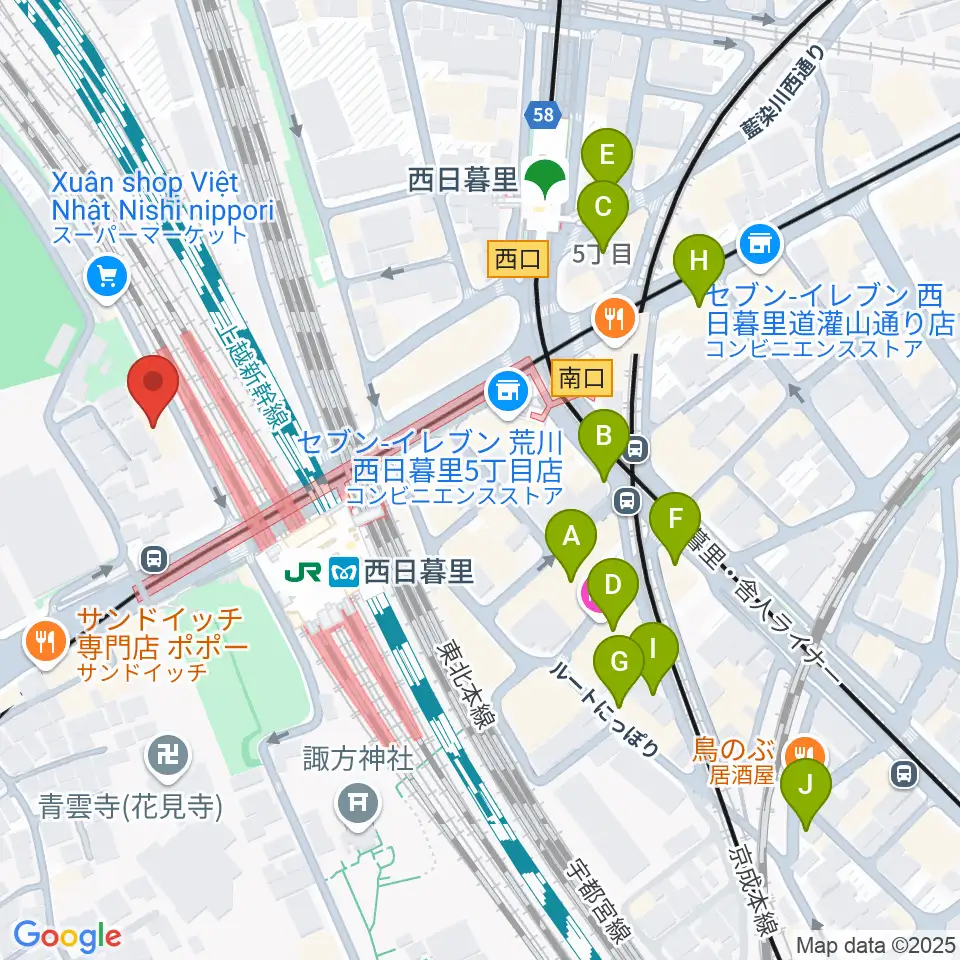 東京音楽学院 西日暮里駅前校周辺のホテル一覧地図