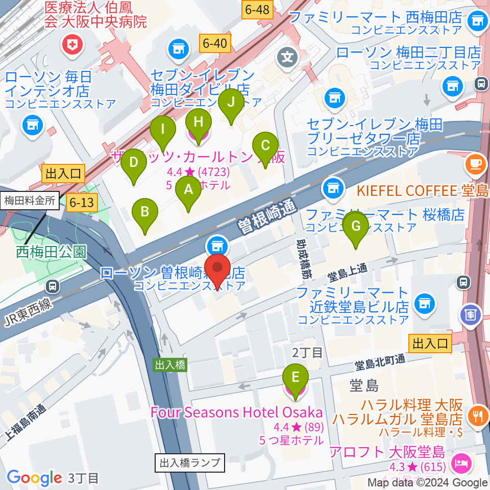 ビジュアルアーツ専門学校 大阪周辺のホテル一覧地図