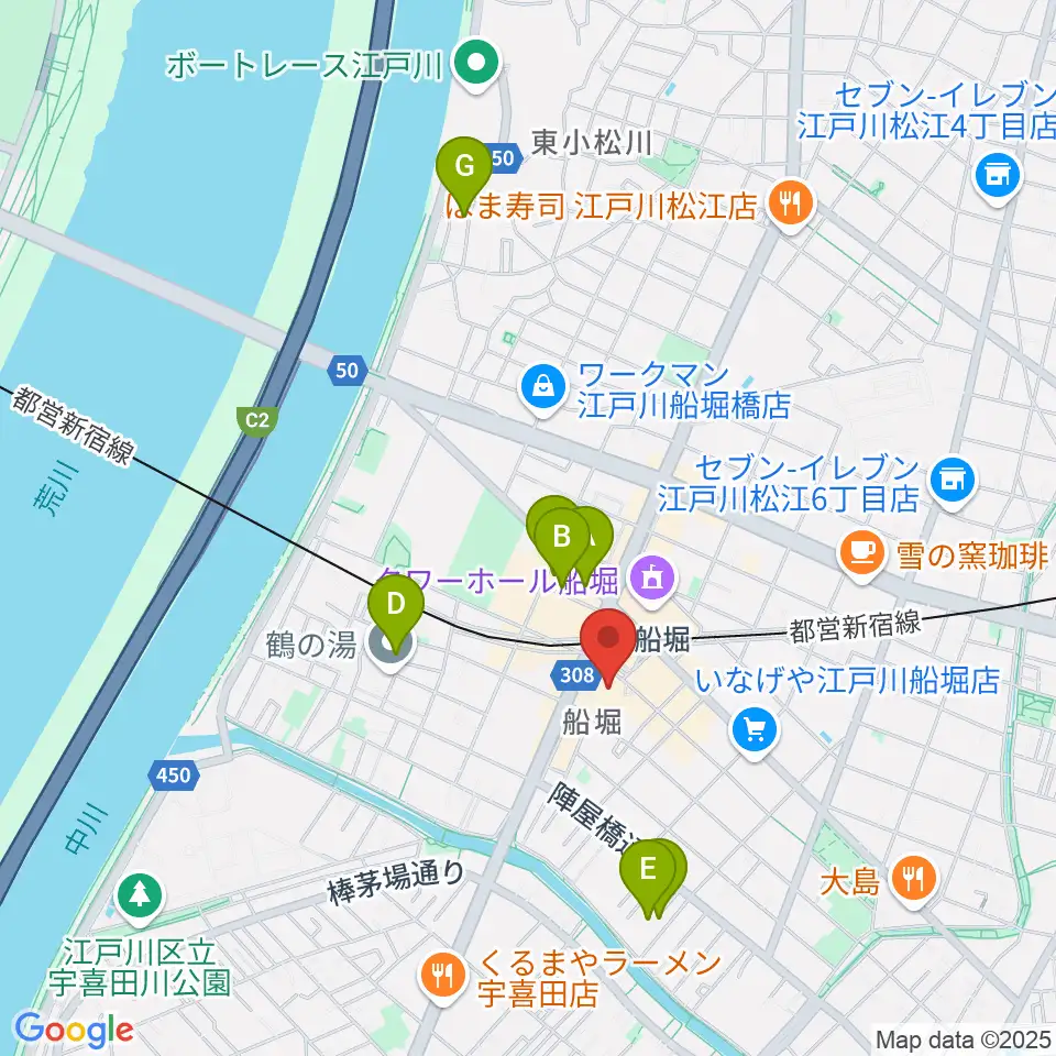 ヤマノミュージックセンター船堀周辺のホテル一覧地図