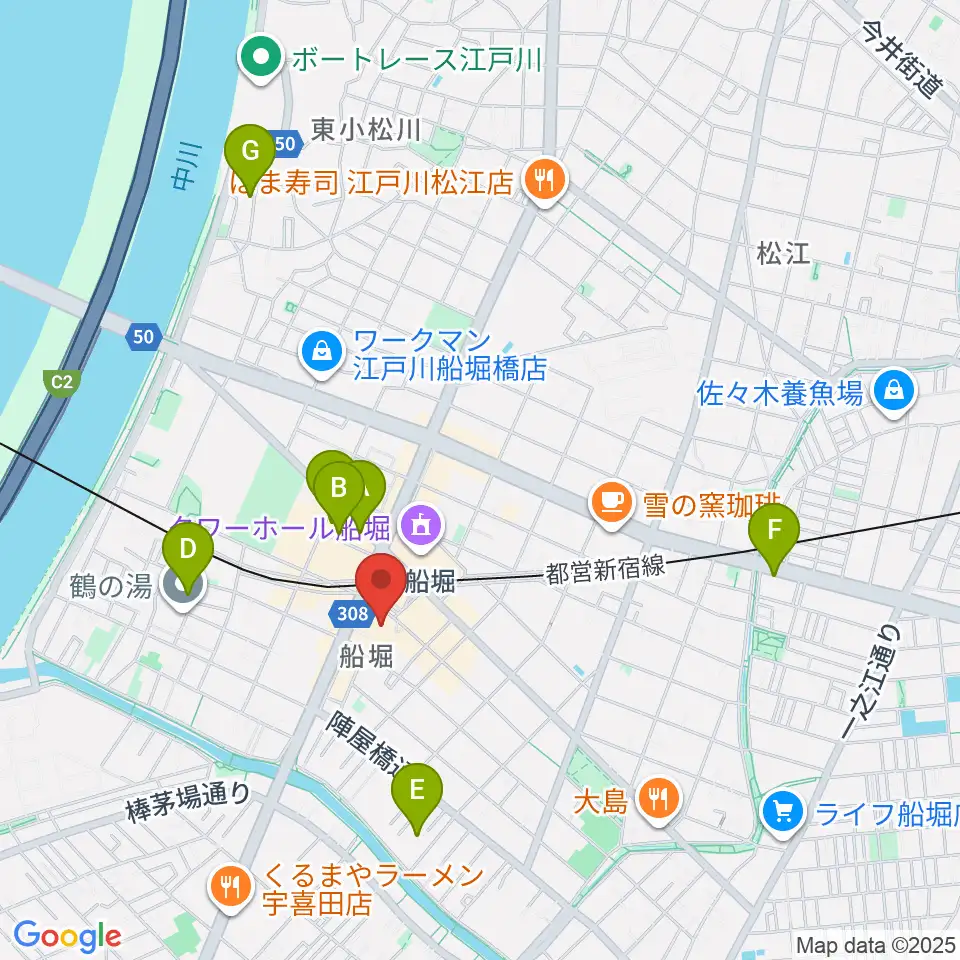 ヤマノミュージックセンター船堀周辺のホテル一覧地図