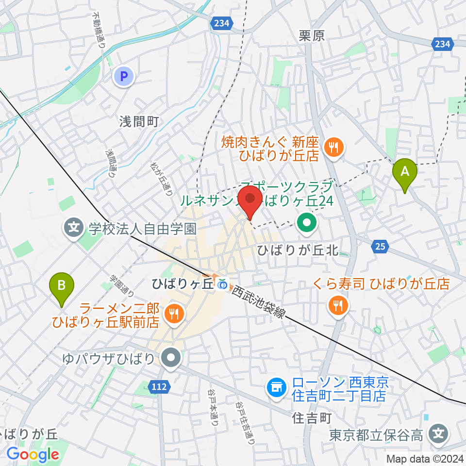 ヤマノミュージックセンターひばりが丘周辺のホテル一覧地図