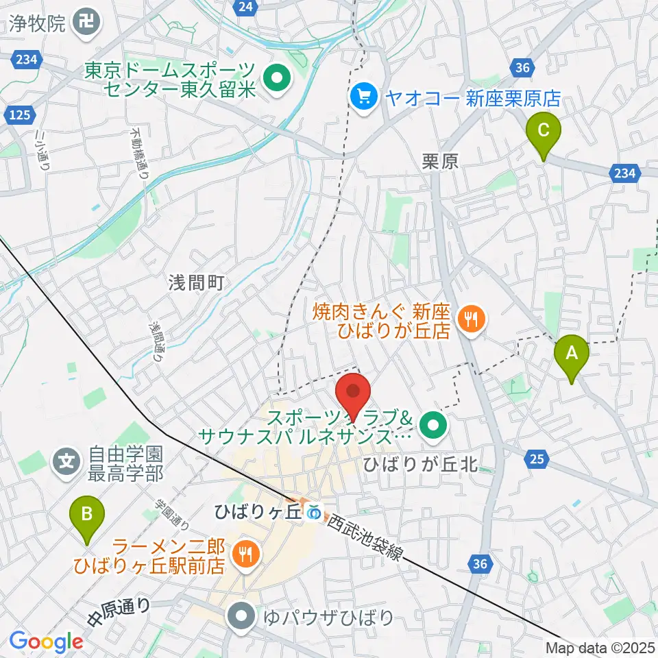 ヤマノミュージックセンターひばりが丘周辺のホテル一覧地図