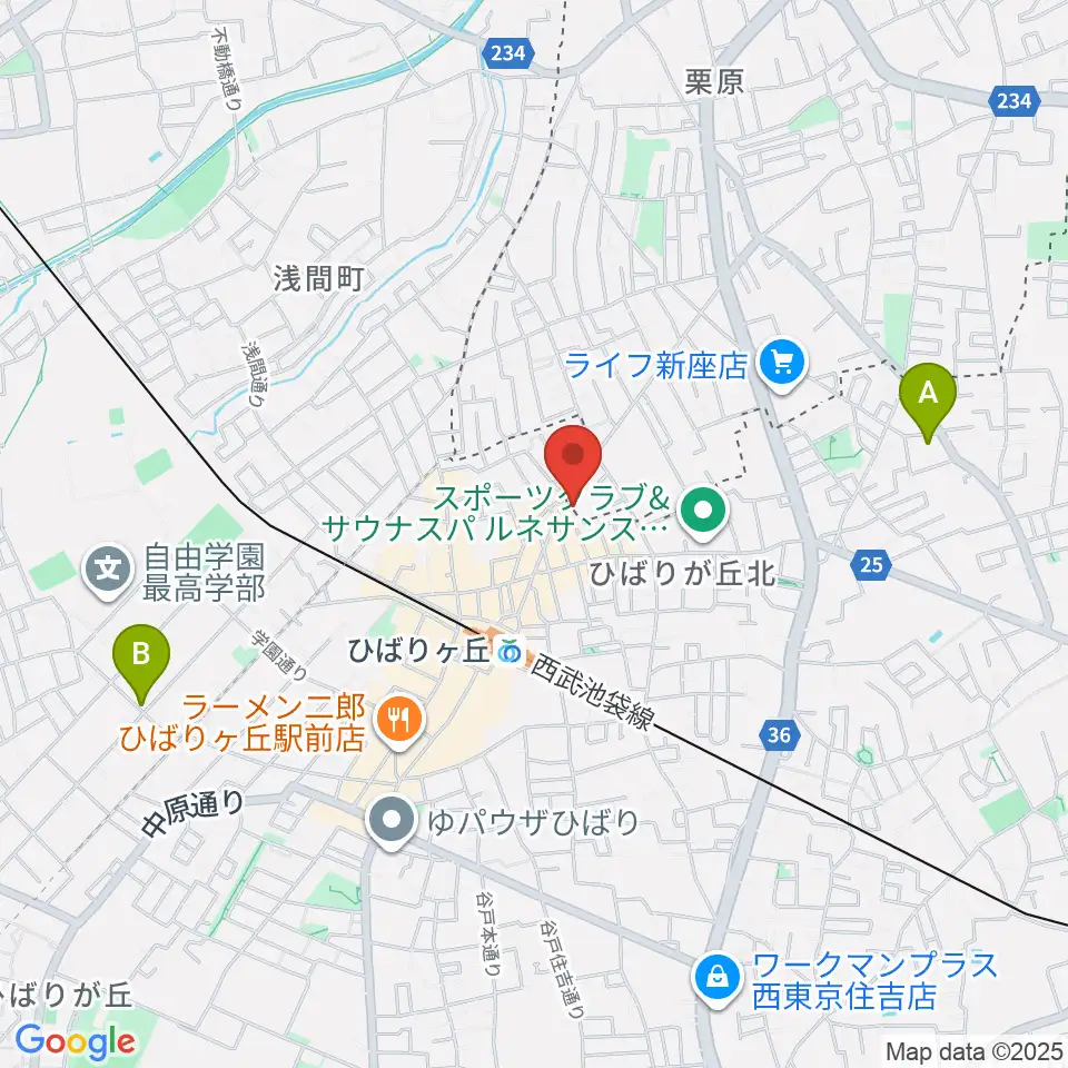 ヤマノミュージックセンターひばりが丘周辺のホテル一覧地図