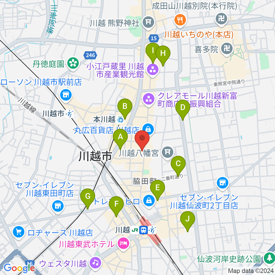 ヤマノミュージックサロン川越周辺のホテル一覧地図