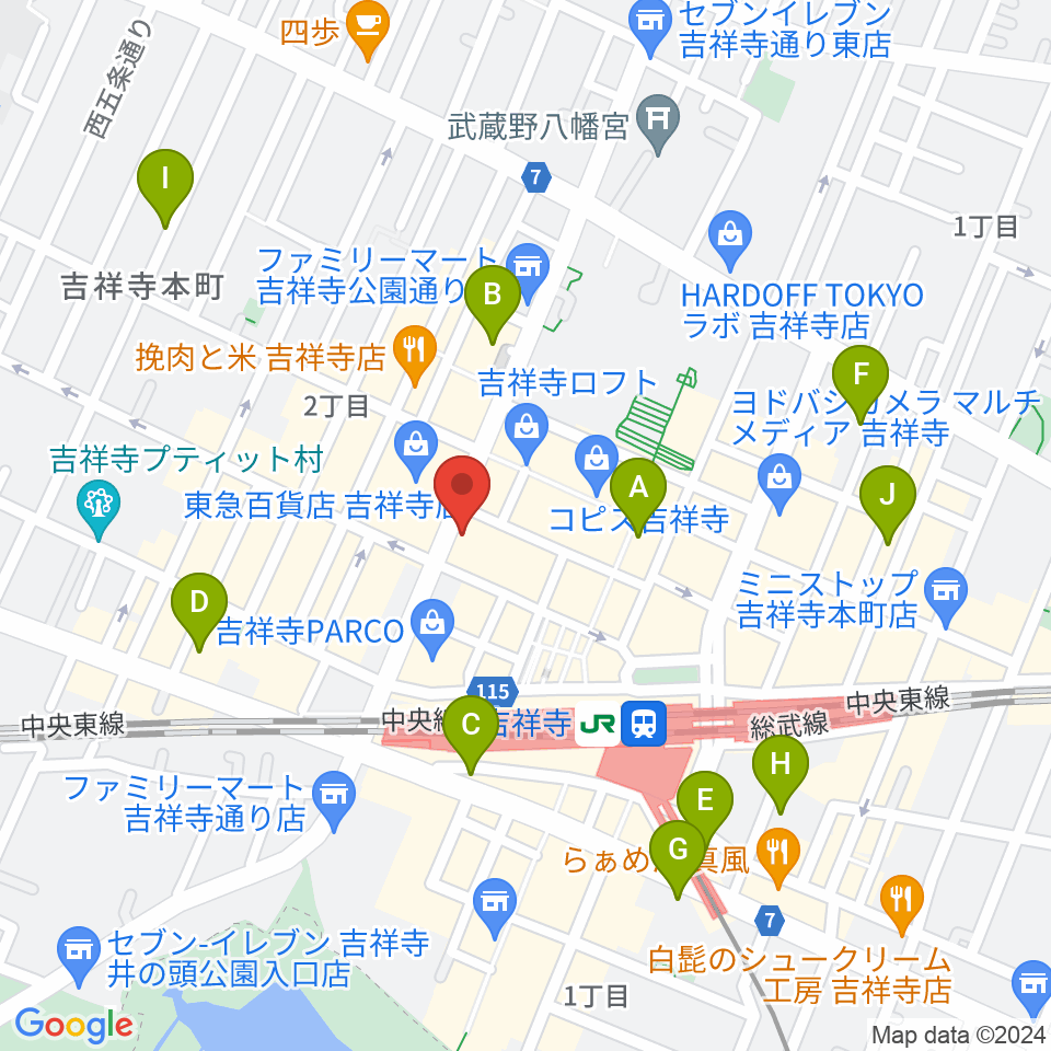 ヤマノミュージックサロン吉祥寺周辺のホテル一覧地図