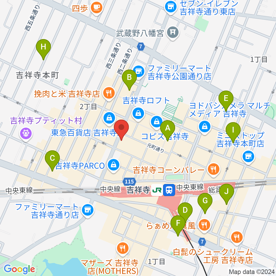 ヤマノミュージックサロン吉祥寺周辺のホテル一覧地図