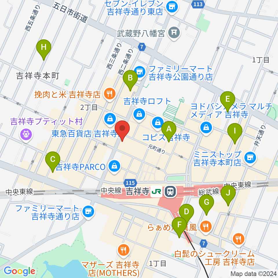 ヤマノミュージックサロン吉祥寺周辺のホテル一覧地図