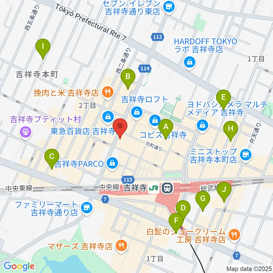 ヤマノミュージックサロン吉祥寺周辺のホテル一覧地図