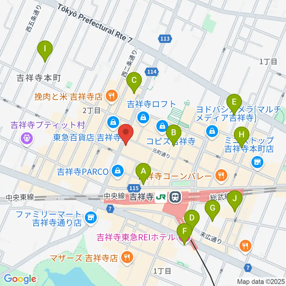 ヤマノミュージックサロン吉祥寺周辺のホテル一覧地図