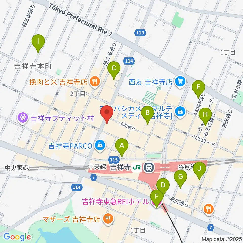 ヤマノミュージックサロン吉祥寺周辺のホテル一覧地図