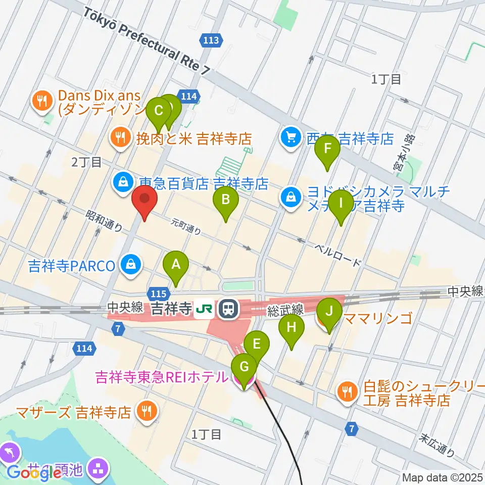 ヤマノミュージックサロン吉祥寺周辺のホテル一覧地図