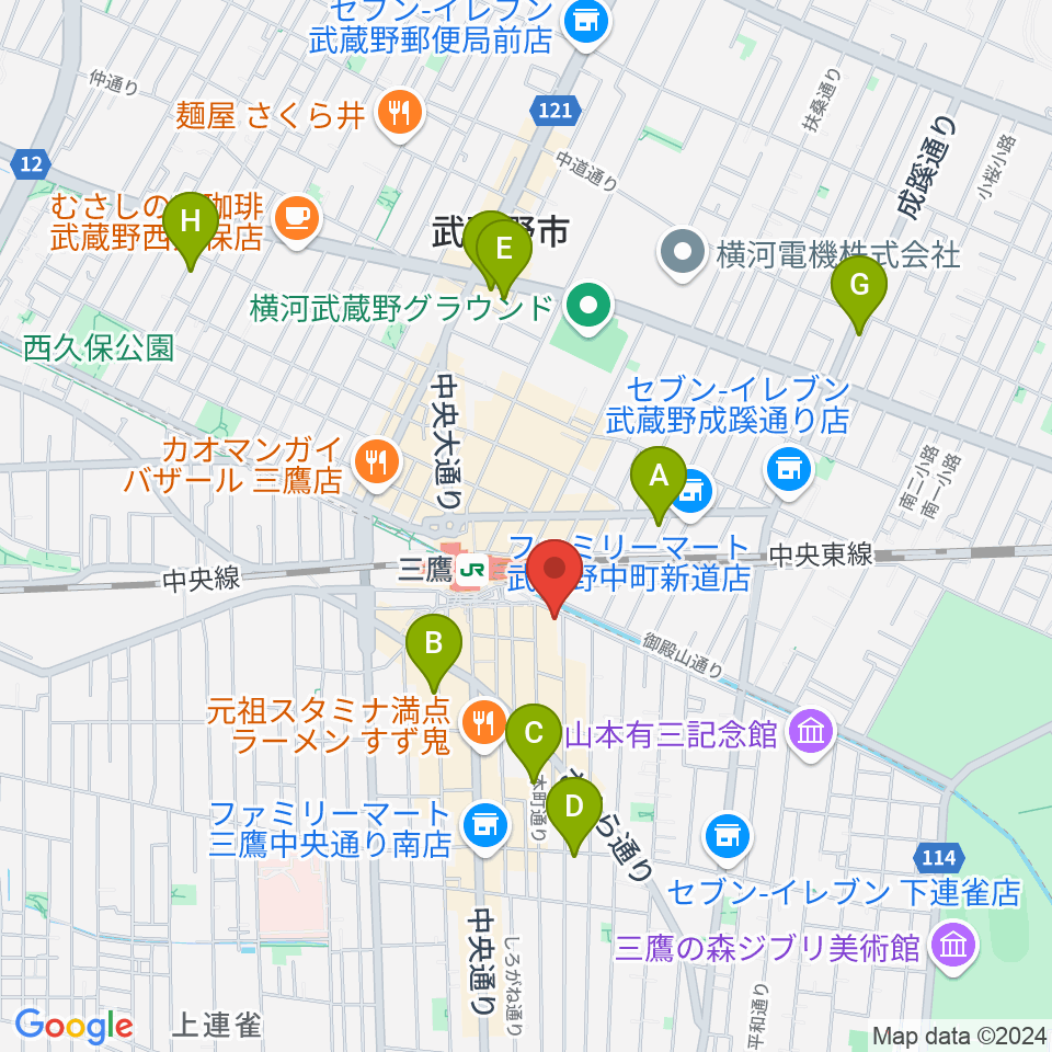 ヤマノミュージックセンター三鷹周辺のホテル一覧地図