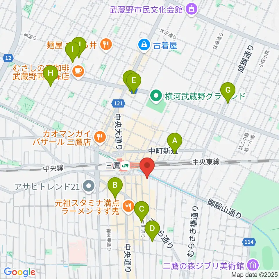 ヤマノミュージックセンター三鷹周辺のホテル一覧地図