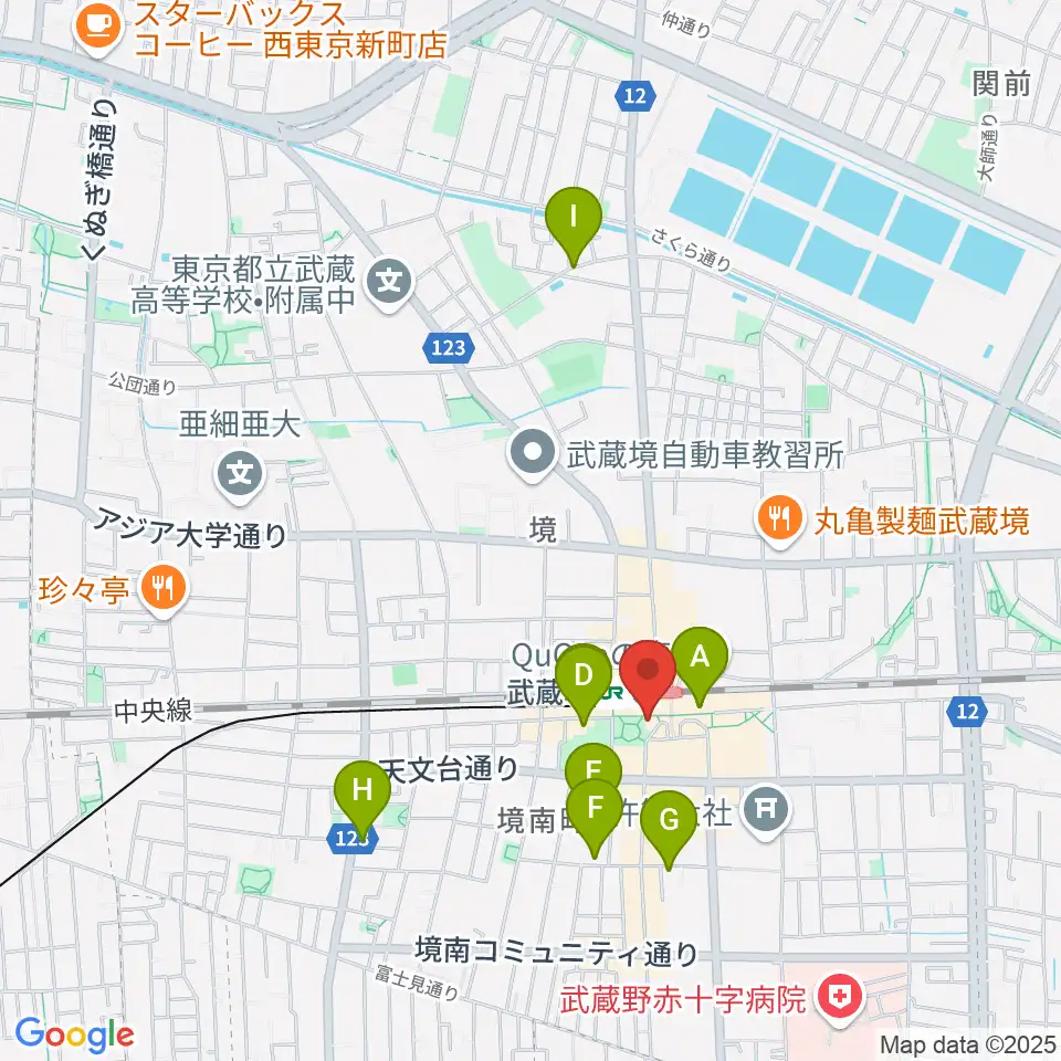 ヤマノミュージックセンター武蔵境周辺のホテル一覧地図