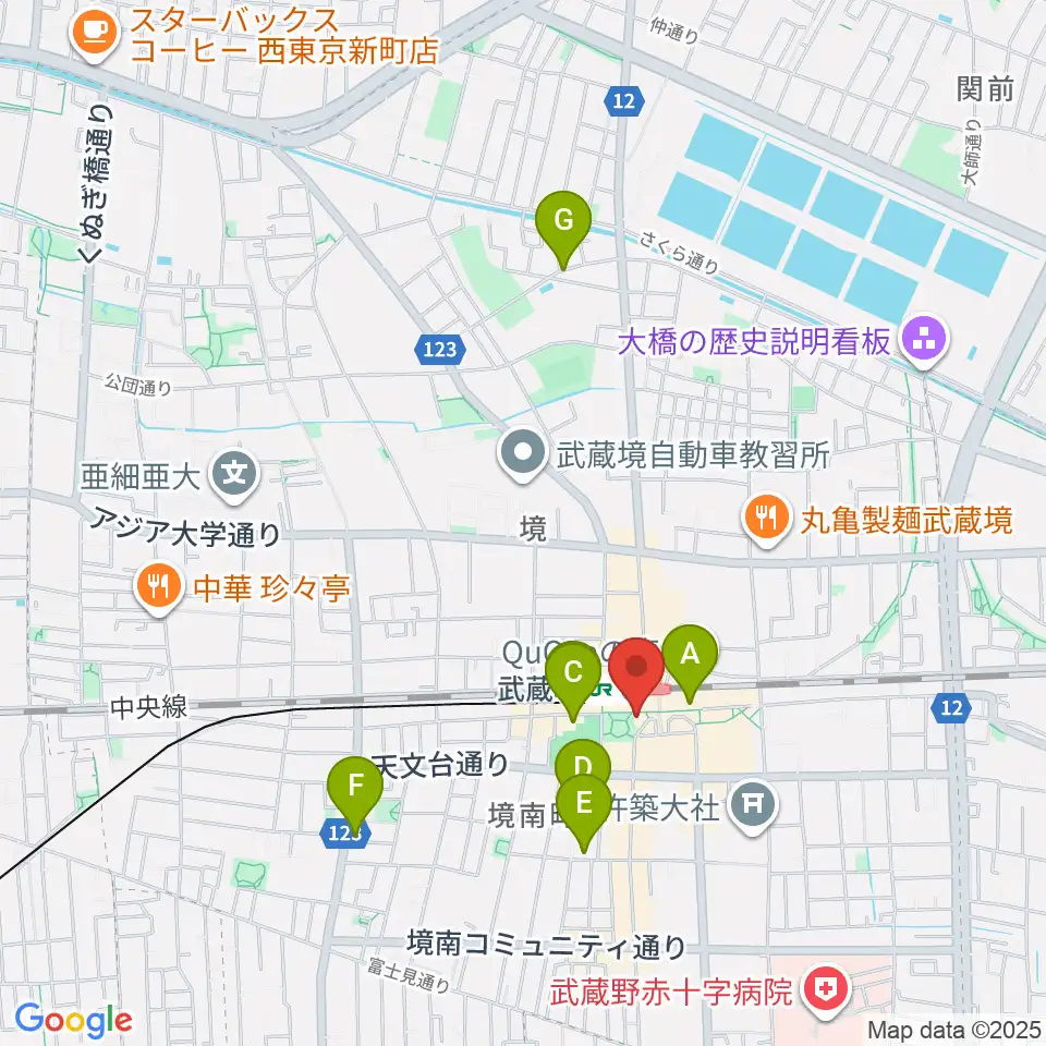 ヤマノミュージックセンター武蔵境周辺のホテル一覧地図