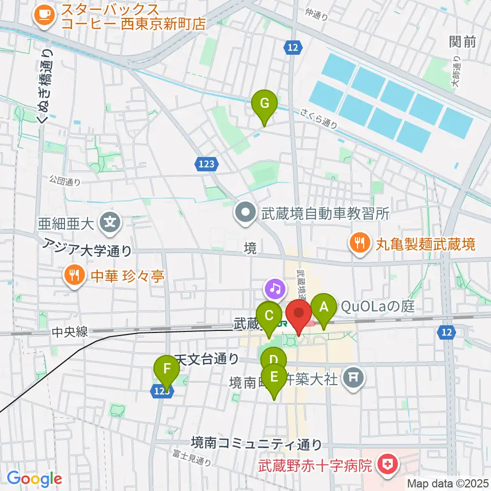 ヤマノミュージックセンター武蔵境周辺のホテル一覧地図