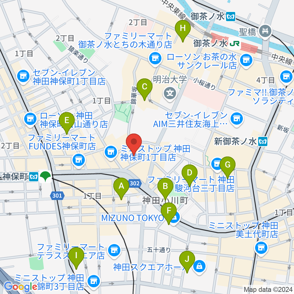 音楽教室ポレット周辺のホテル一覧地図