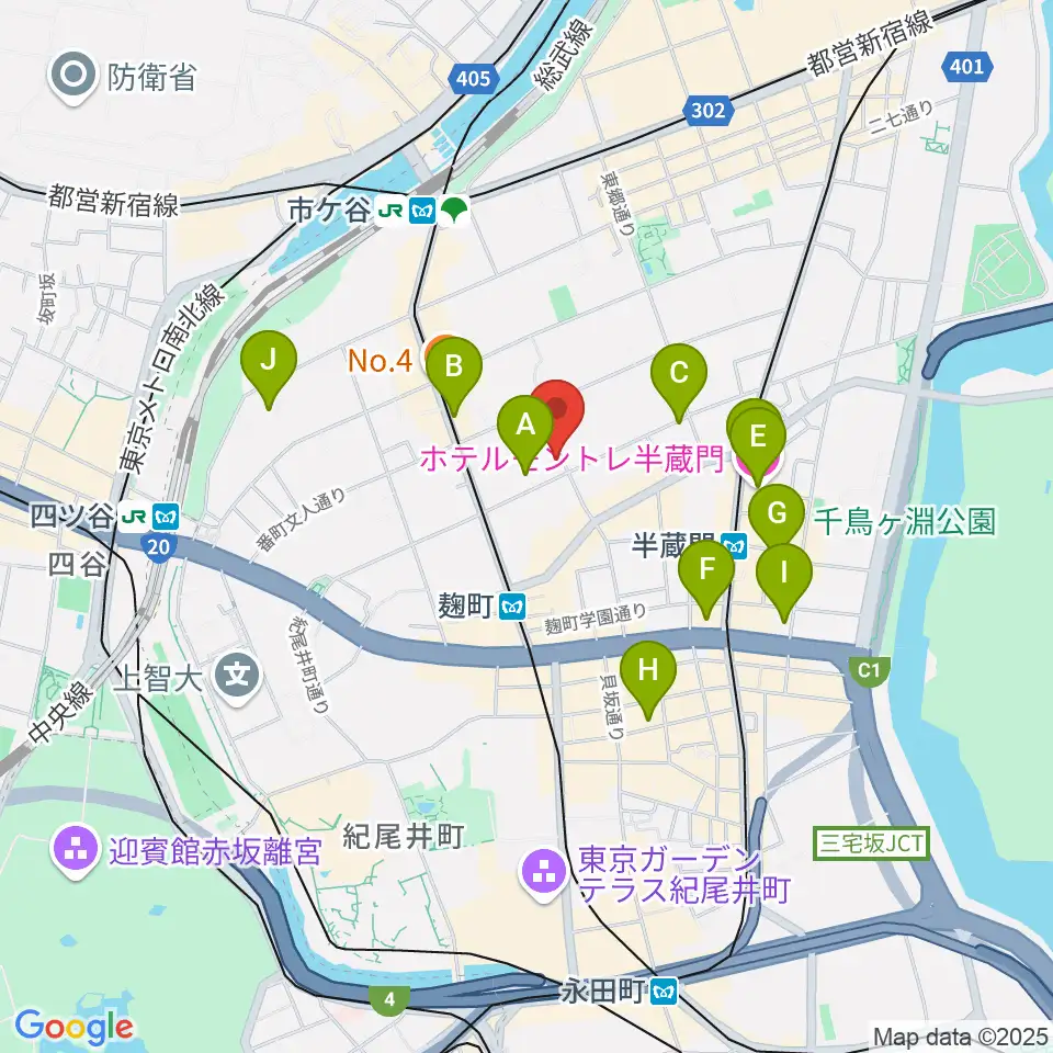 青山ハープ 東京教室周辺のホテル一覧地図