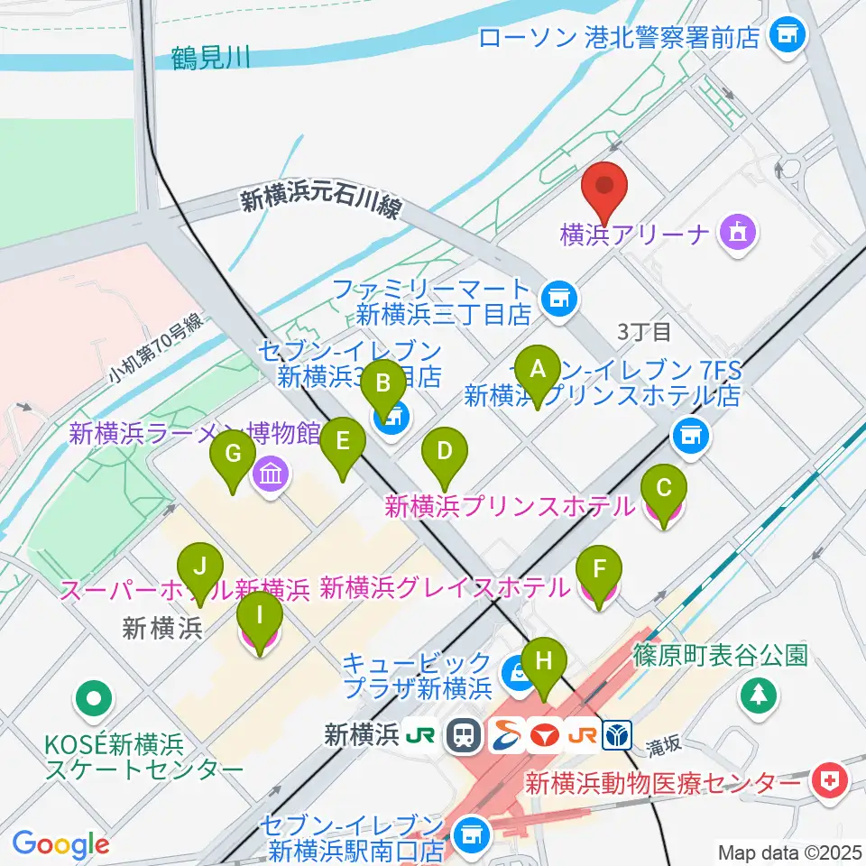 横浜デジタルアーツ専門学校周辺のホテル一覧地図
