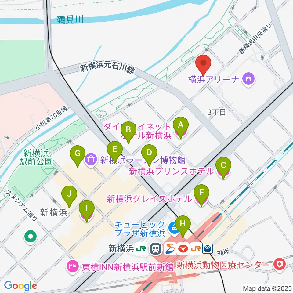 横浜デジタルアーツ専門学校周辺のホテル一覧地図