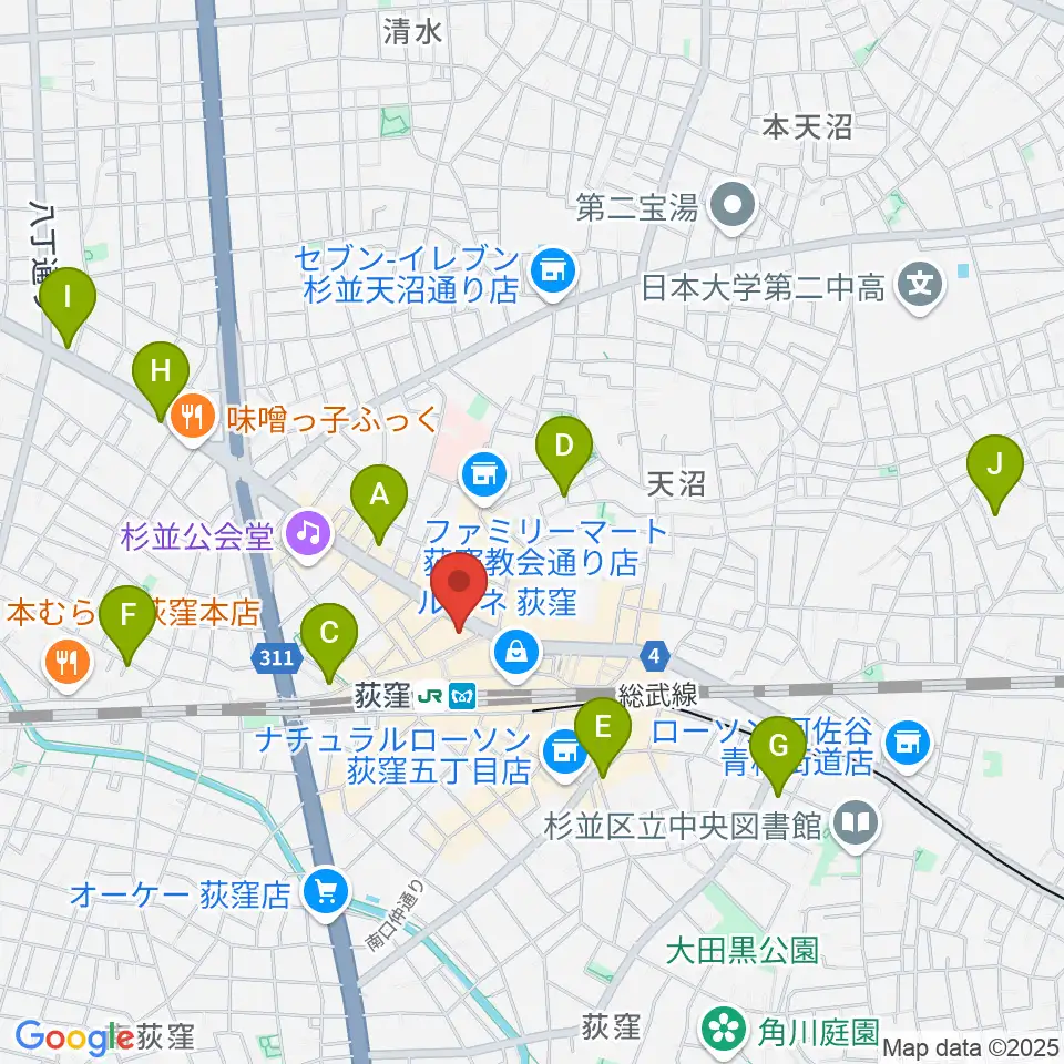 八重洲ピアノ社 荻窪本店センター周辺のホテル一覧地図