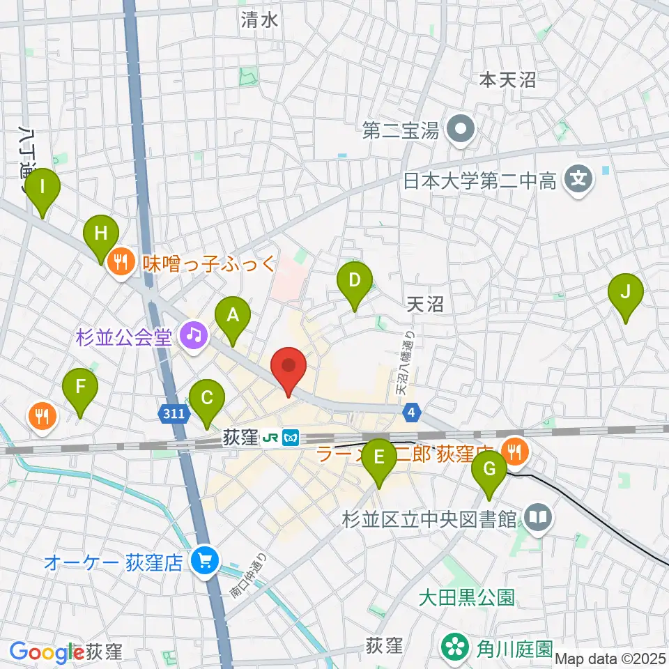 八重洲ピアノ社 荻窪本店センター周辺のホテル一覧地図
