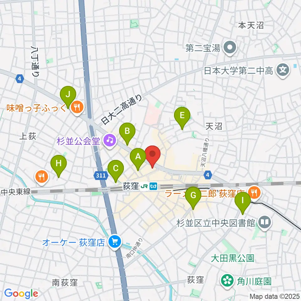 八重洲ピアノ社 荻窪本店センター周辺のホテル一覧地図