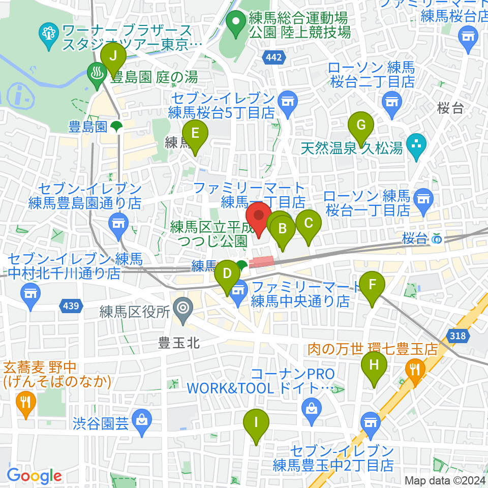 練馬ポコアポコ音楽教室周辺のホテル一覧地図