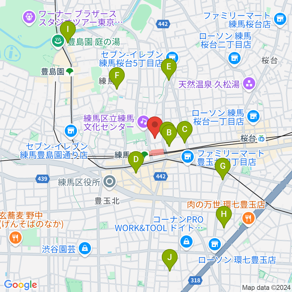 練馬ポコアポコ音楽教室周辺のホテル一覧地図