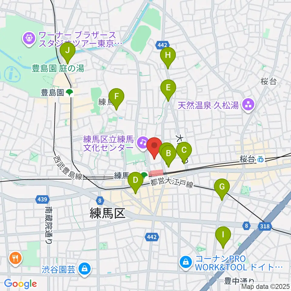 練馬ポコアポコ音楽教室周辺のホテル一覧地図