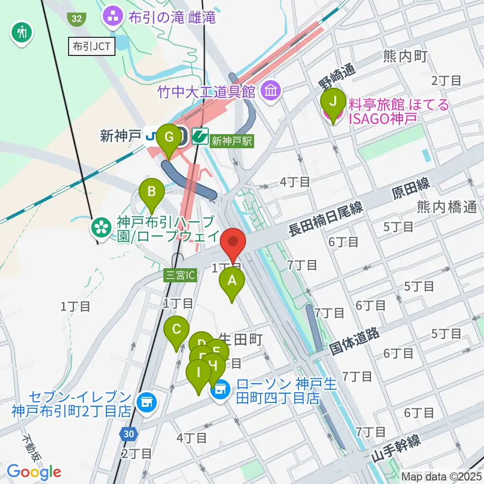 山下ピアノ社音楽教室周辺のホテル一覧地図