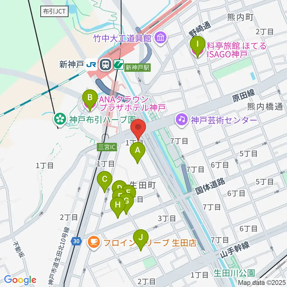 山下ピアノ社音楽教室周辺のホテル一覧地図