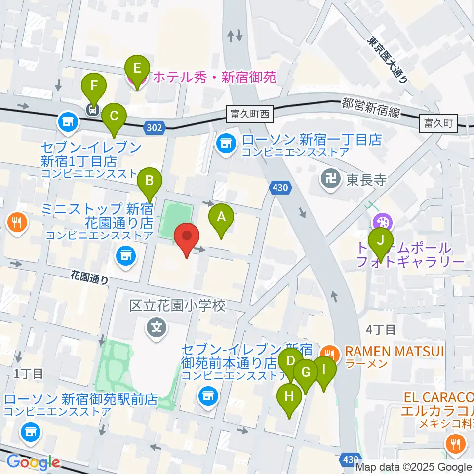 新宿ギター音楽院周辺のホテル一覧地図