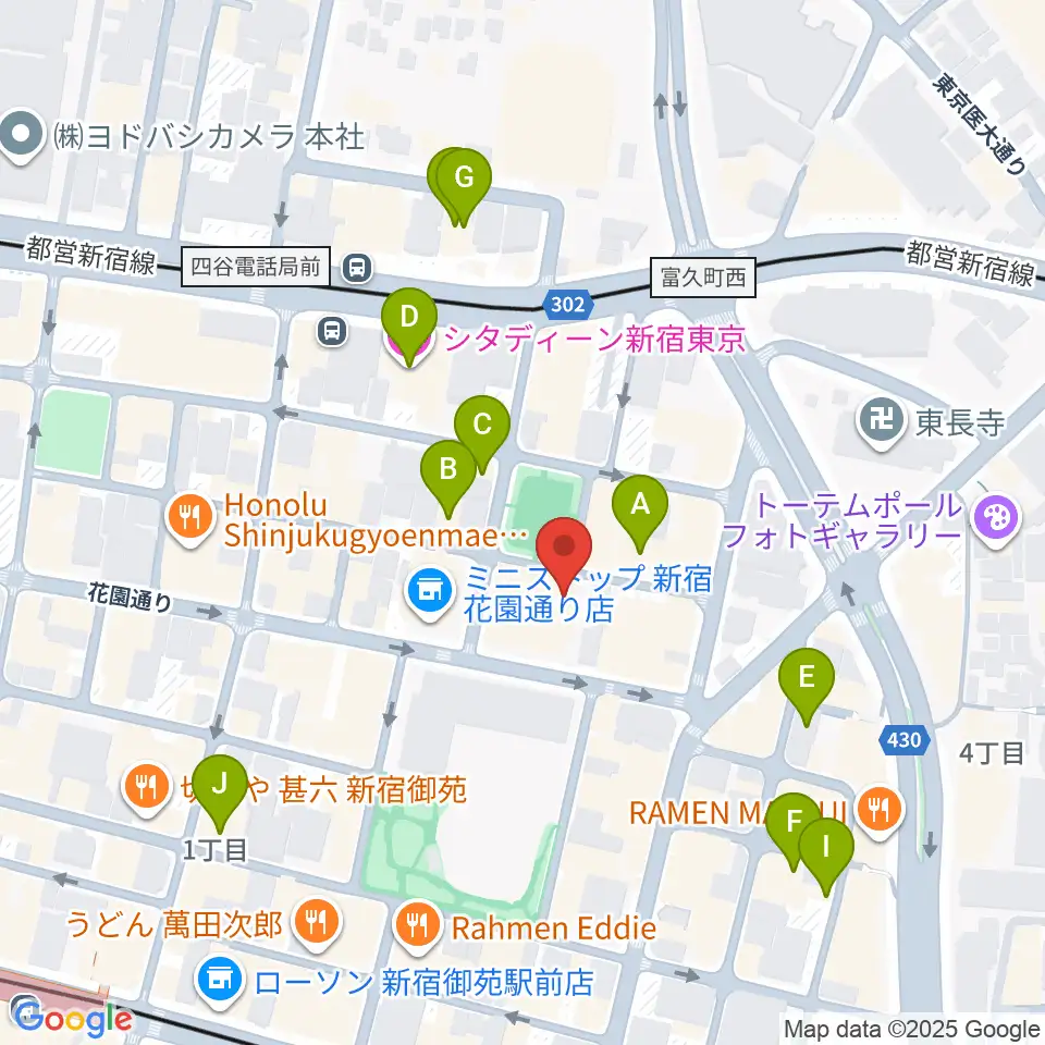新宿ギター音楽院周辺のホテル一覧地図