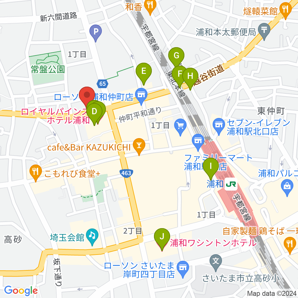 音楽教室ギターレ＆エアスト周辺のホテル一覧地図