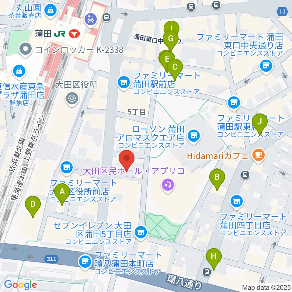 蒲田音楽学園 東口センター周辺のホテル一覧地図