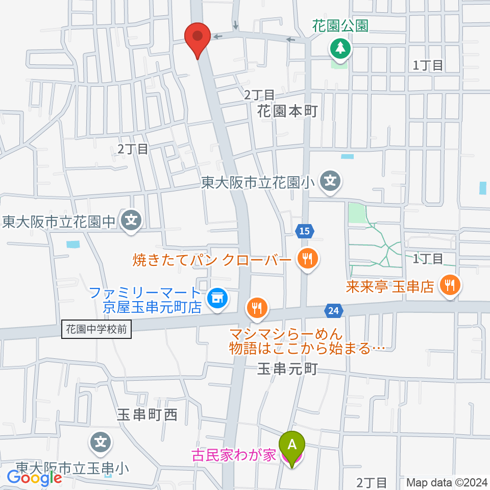 東大阪音楽学院周辺のホテル一覧地図