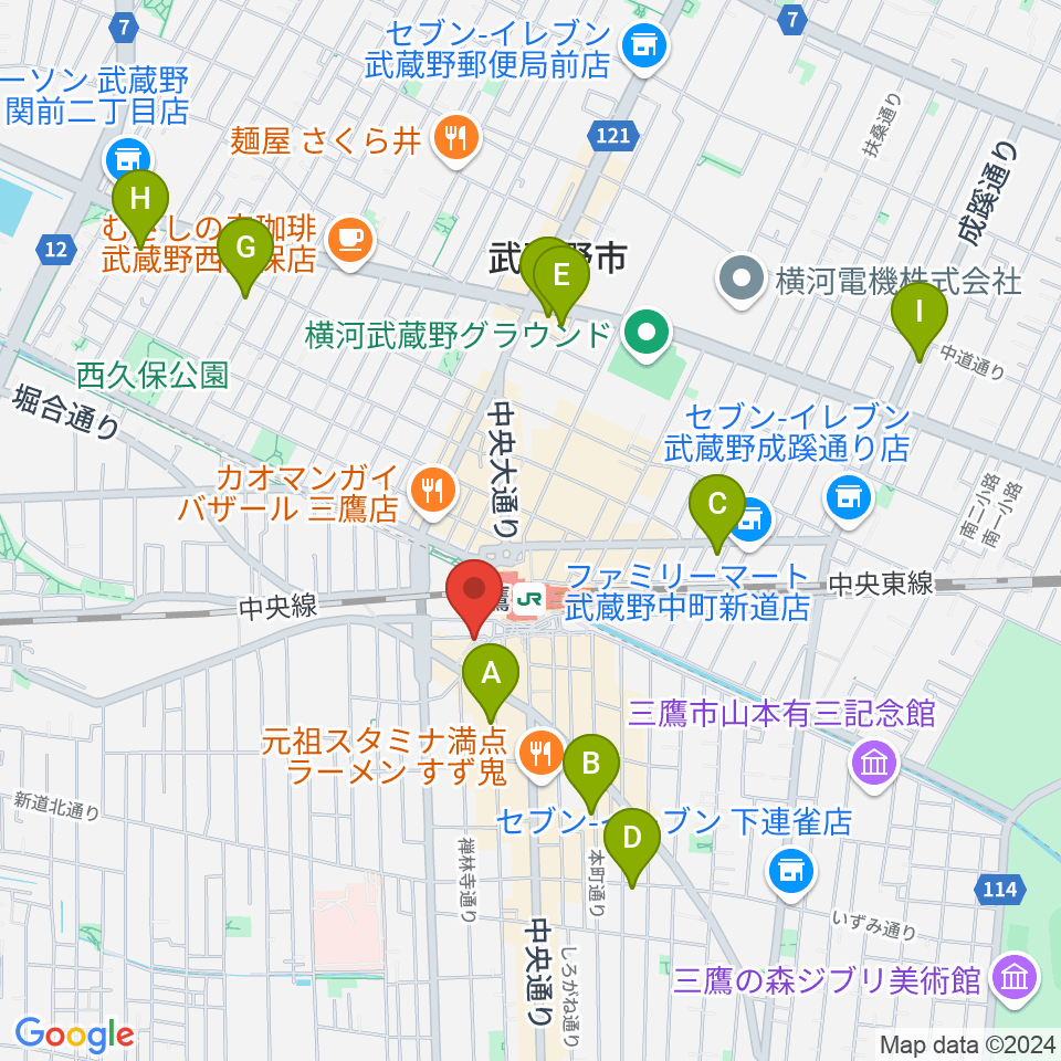 ヤマノミュージックサロン三鷹周辺のホテル一覧地図