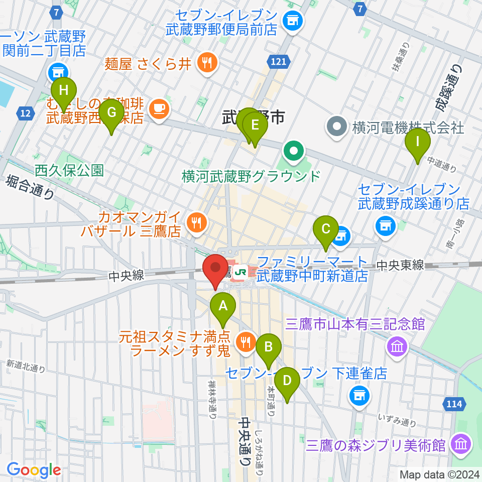 ヤマノミュージックサロン三鷹周辺のホテル一覧地図