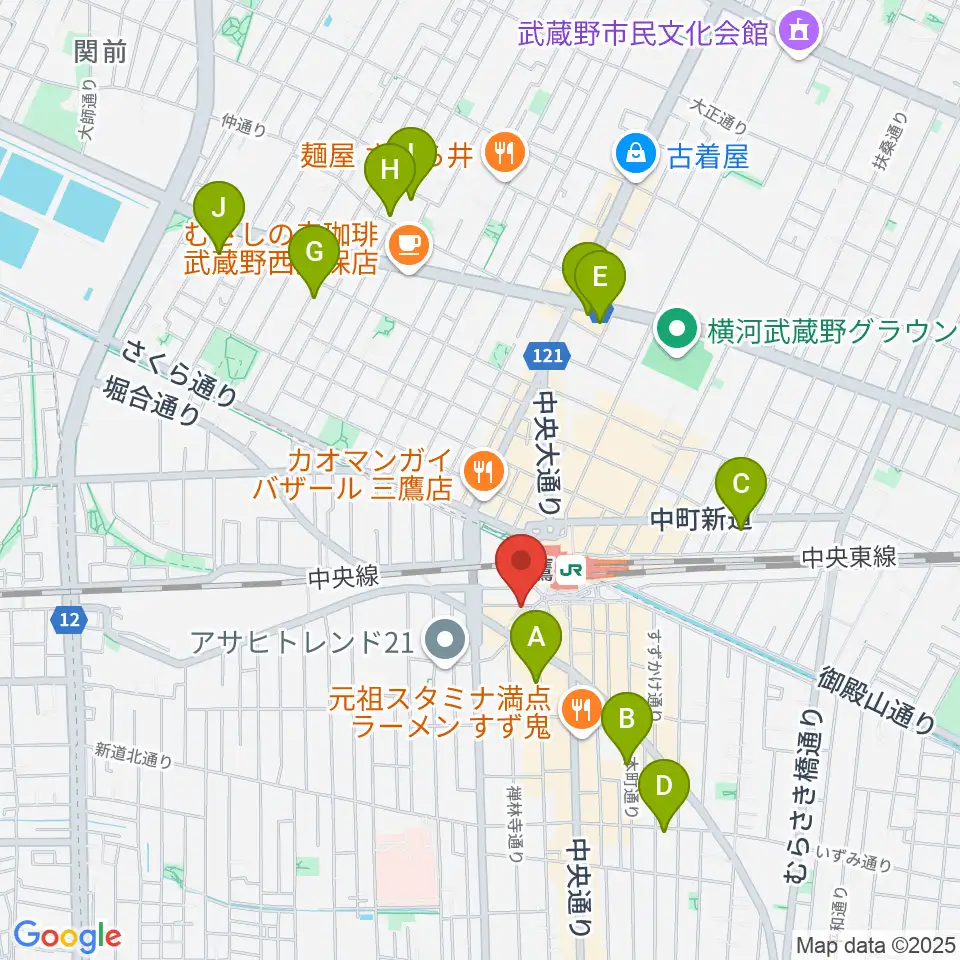 ヤマノミュージックサロン三鷹周辺のホテル一覧地図