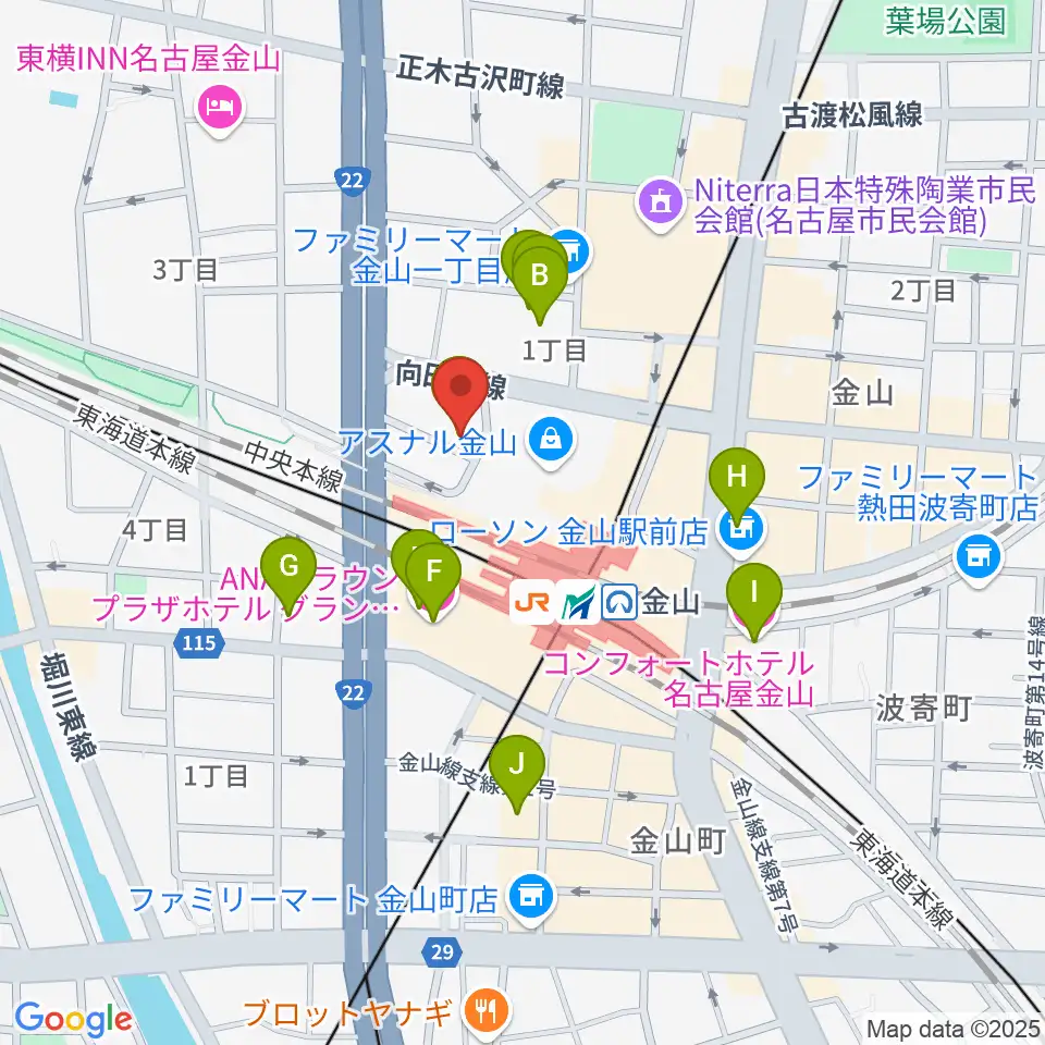 名古屋アズール・ギター教室周辺のホテル一覧地図
