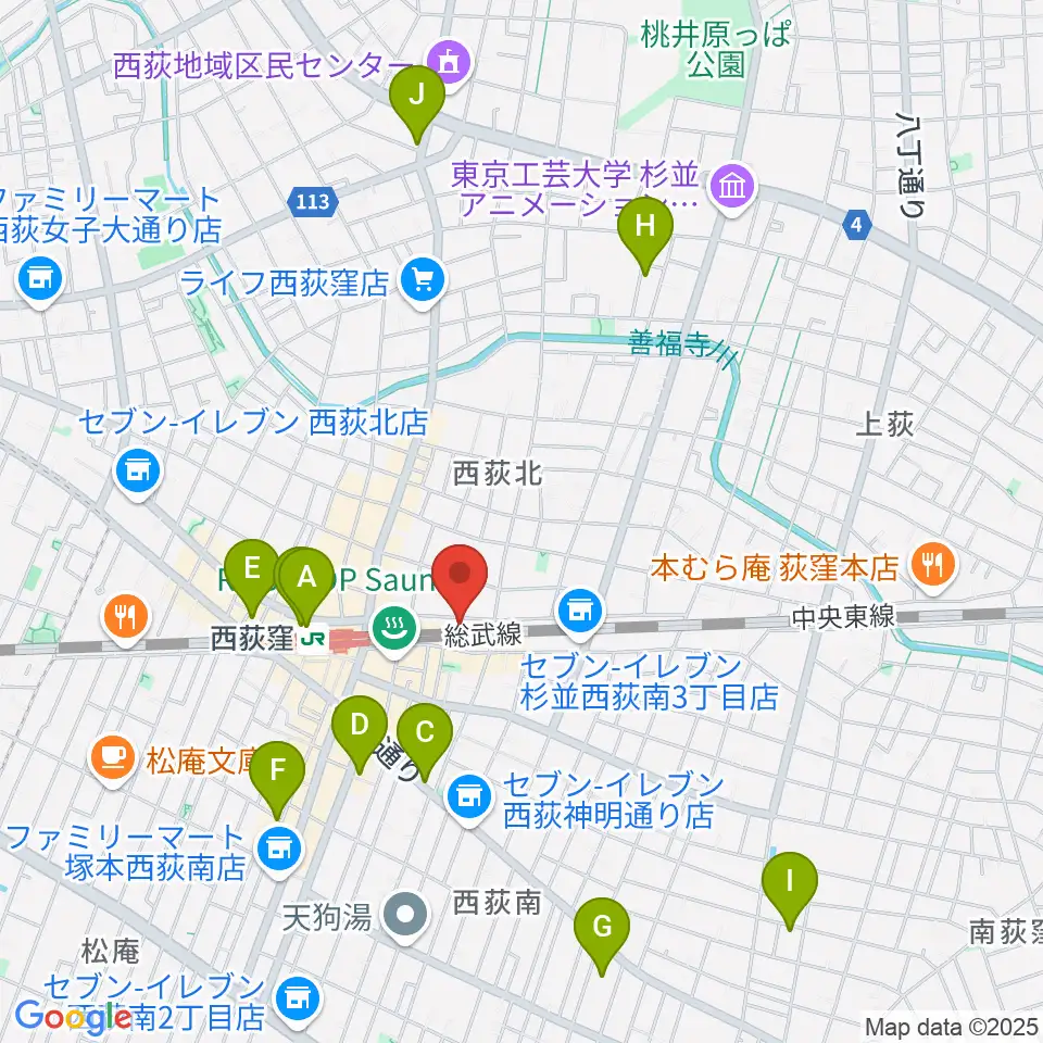 OKADA音楽教室 西荻窪周辺のホテル一覧地図