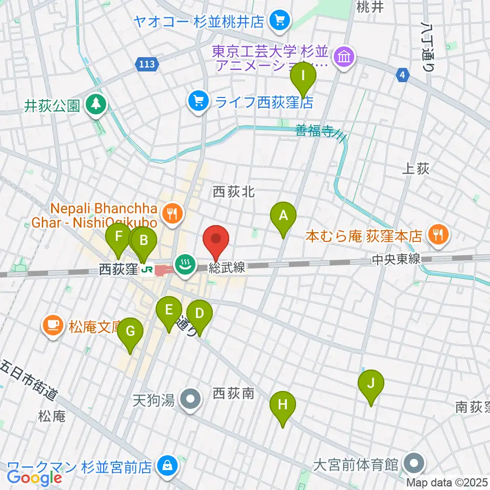 OKADA音楽教室 西荻窪周辺のホテル一覧地図