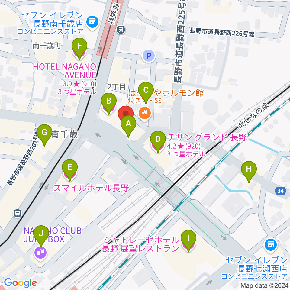 アイミュージックスクール周辺のホテル一覧地図