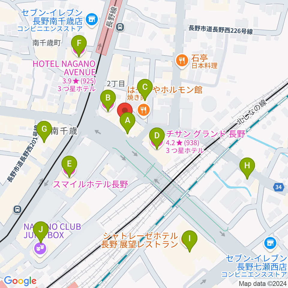 アイミュージックスクール周辺のホテル一覧地図