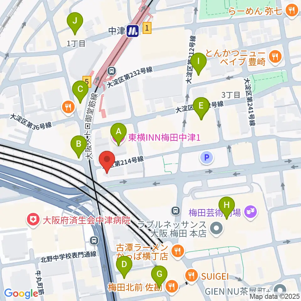 ロキシーミュージックスクール大阪梅田校周辺のホテル一覧地図
