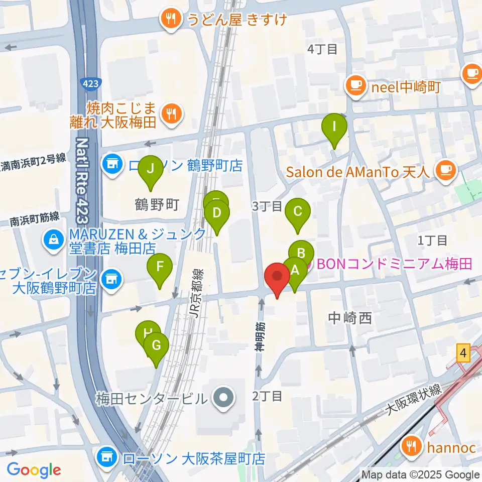 ESPギタークラフト・アカデミー大阪校周辺のホテル一覧地図