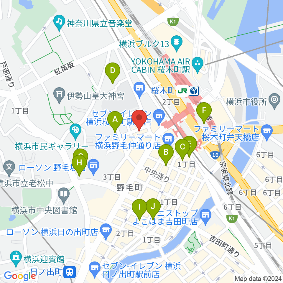 横浜ジャム音楽学院周辺のホテル一覧地図