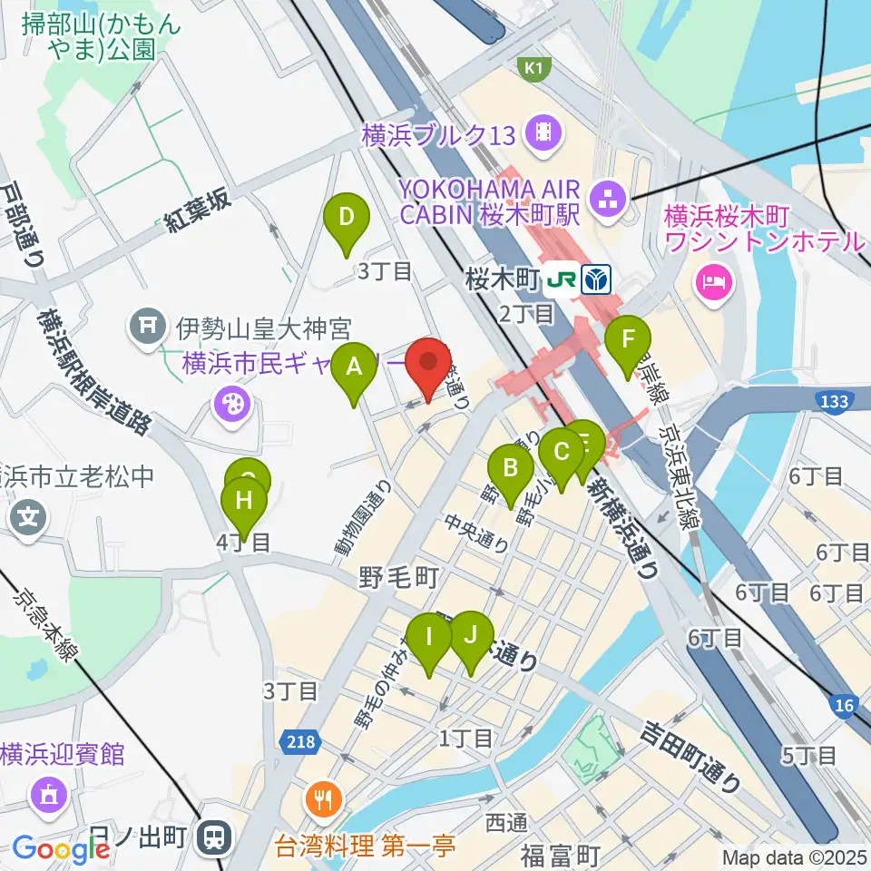 横浜ジャム音楽学院周辺のホテル一覧地図