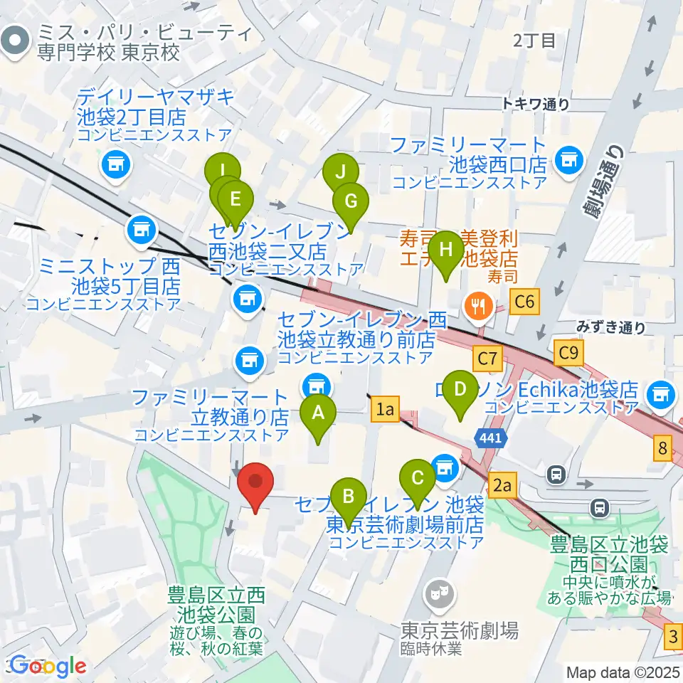 音楽教室ふわり池袋校周辺のホテル一覧地図